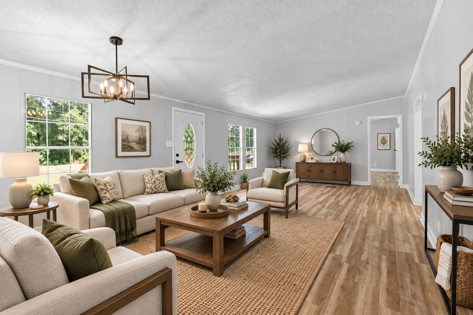 Staged living room in a recent listing